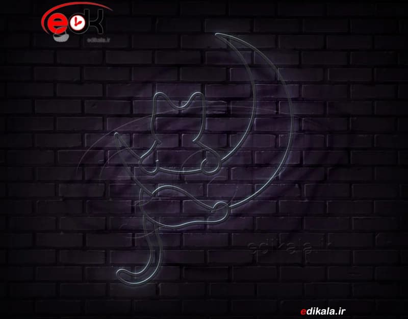 تابلو نئون طرح گربه و ماه شماره 2 در ابعاد مختلف +آداپتور+ فایل کورل آماده برش — تصویر ۶