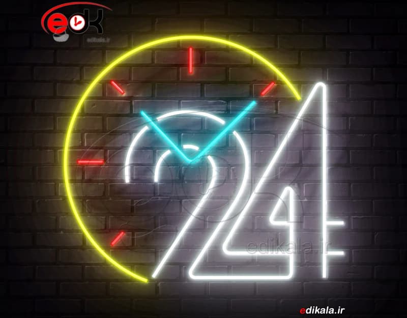تابلو نئون طرح ساعت شماره 9 در ابعاد مختلف +آداپتور+ فایل لایه باز