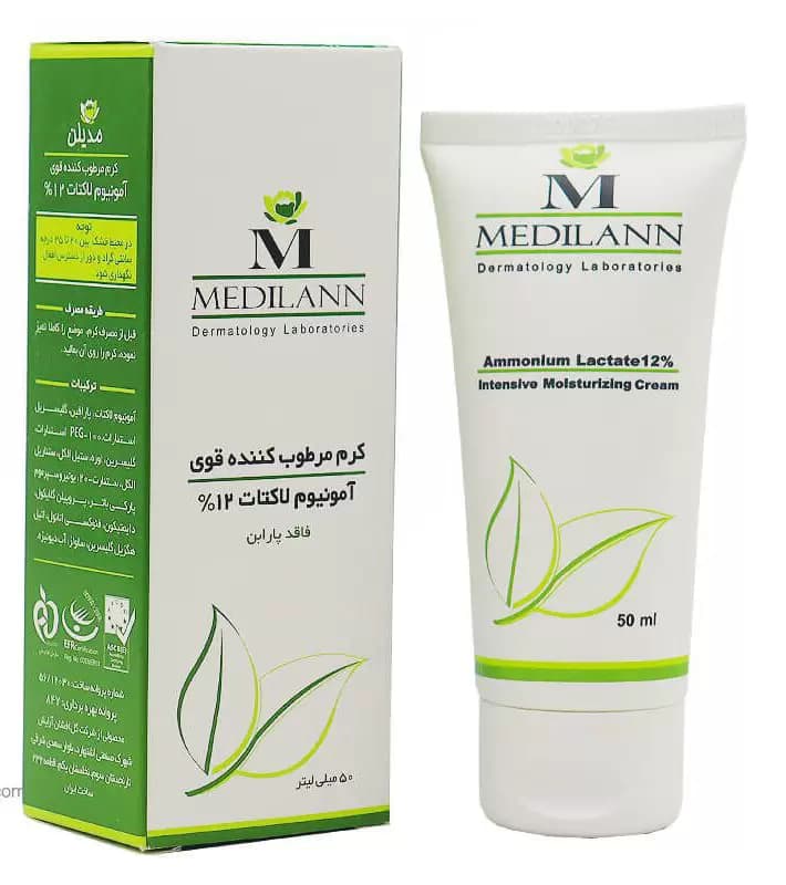 کرم مرطوب کننده قوی آمونیوم لاکتات 12% مدیلن 50میل — تصویر ۳