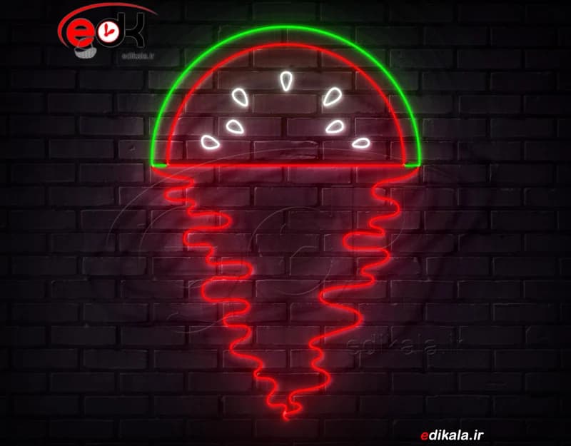 تابلو نئون طرح هندوانه شماره 2 در ابعاد مختلف +آداپتور+ فایل لایه باز