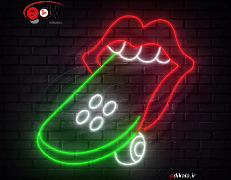 تابلو نئون طرح اسکیت و لب شماره 1 در ابعاد مختلف +آداپتور+ فایل لایه باز — تصویر ۵