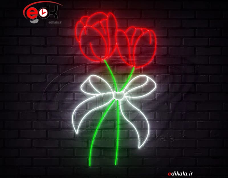 تابلو نئون طرح گل شماره 61 در ابعاد مختلف +آداپتور+ فایل کورل آماده برش