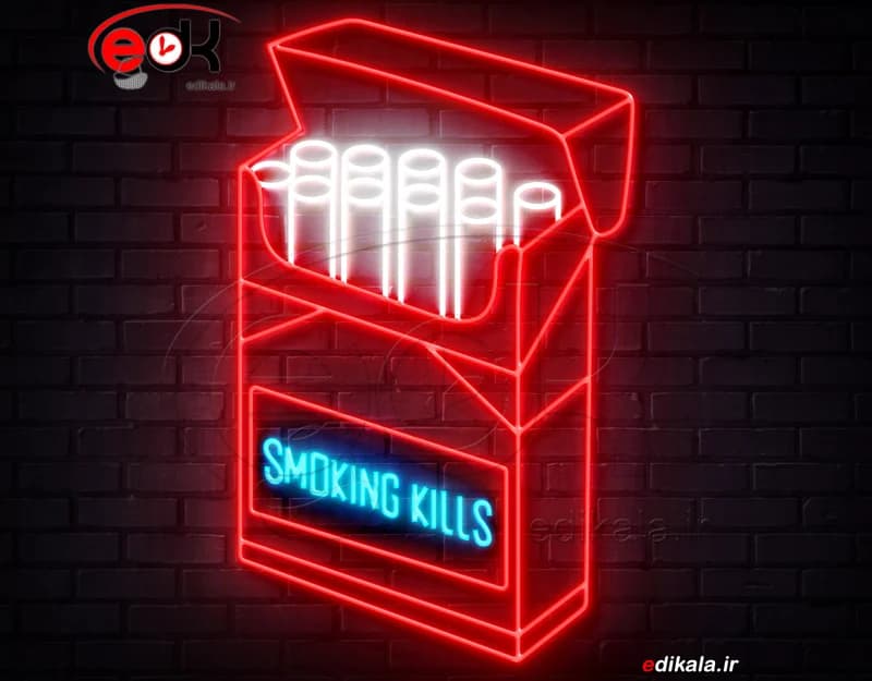 تابلو نئون طرح سیگار شماره 4 در ابعاد مختلف +آداپتور+ فایل لایه باز
