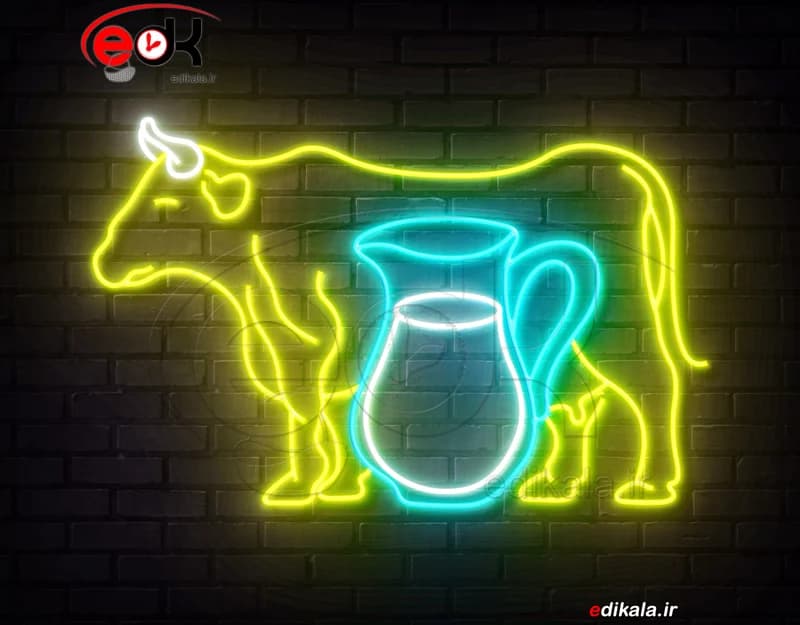 تابلو نئون طرح شیر و گاو شماره 1 در ابعاد مختلف +آداپتور+ فایل لایه باز