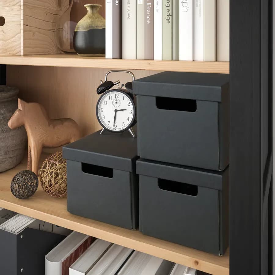 کتابخانه، مشکی-قهوه ای/قهوهای روشن رنگآمیزی شده، ۹۰x۱۹۷ سانتیمتر ایکیا مدل HEMNES — تصویر ۵