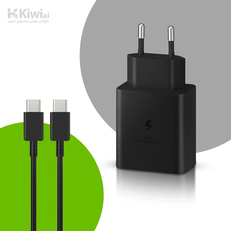 شارژر دیواری 45 وات سامسونگ (عمده پک ۱۰ عددی) مدل EP-T4510 به همراه کابل USB-C – دو پین – ویتنام — تصویر ۶