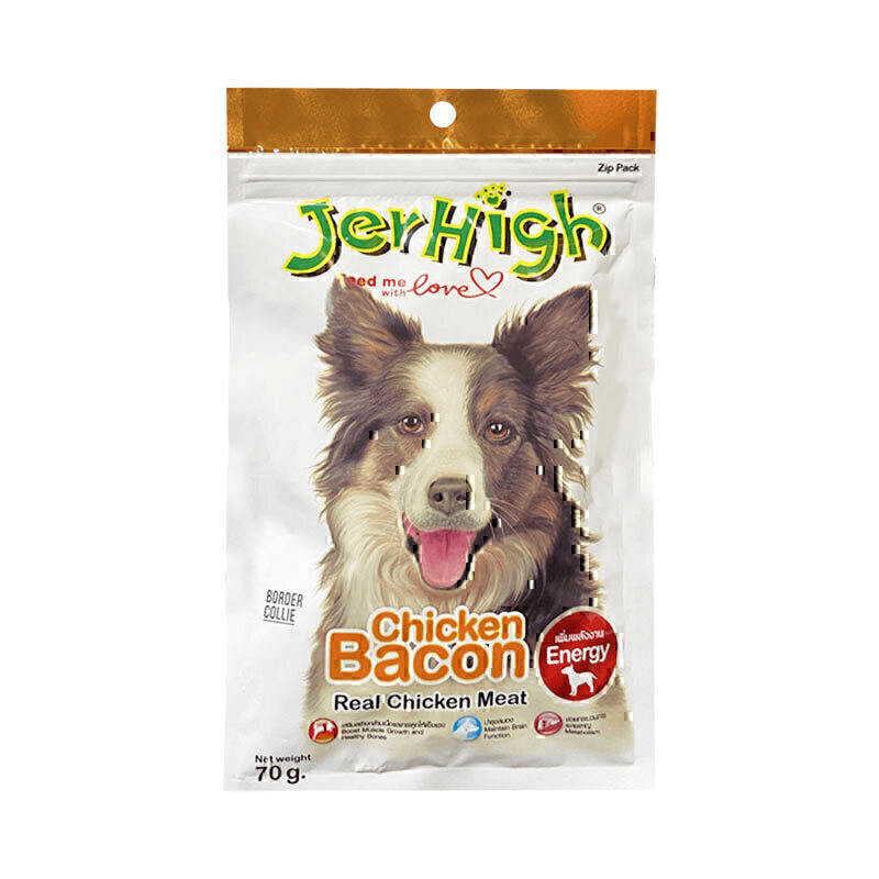 تشویقی سگ با طعم بیکن مرغ جرهای Jerhigh Chicken Bacon وزن 70 گرم