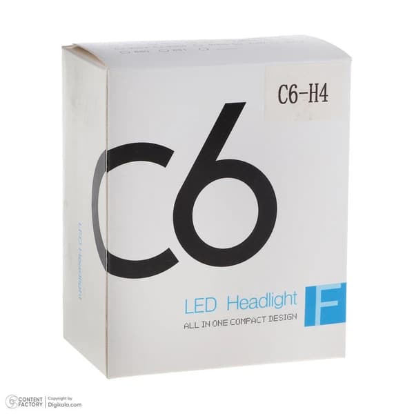 لامپ هدلایت خودرو پایه H4 رنگ سفید برند C6 بسته 2 عددی — تصویر ۵