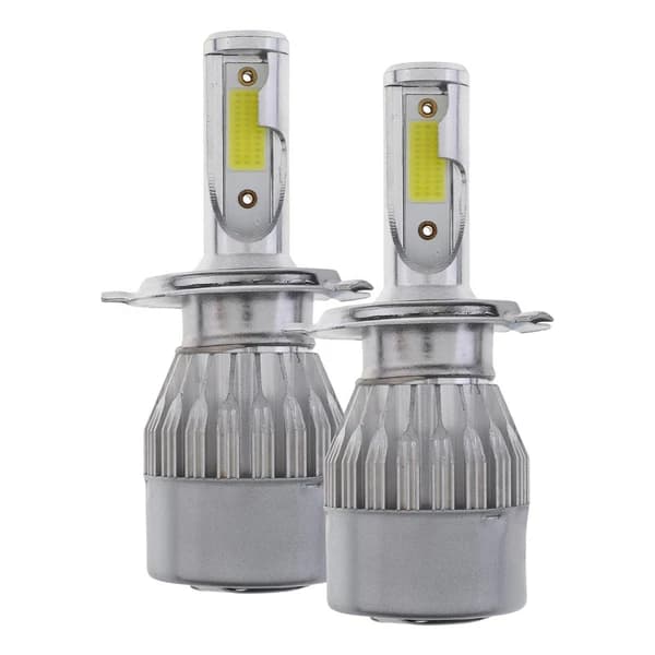 لامپ هدلایت خودرو پایه H4 رنگ سفید برند C6 بسته 2 عددی