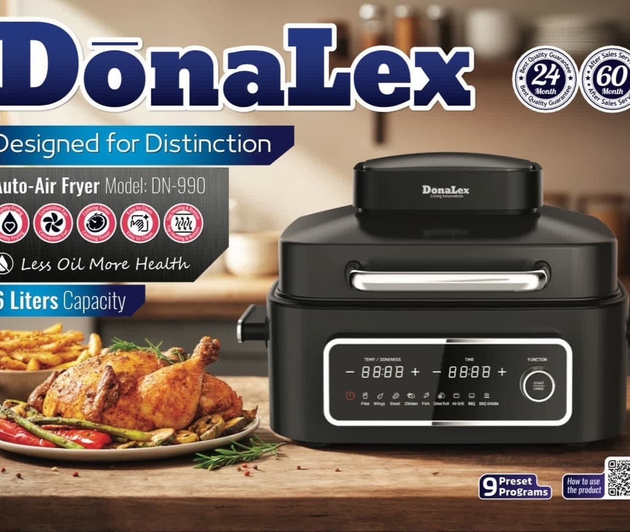 سرخ کن رژیمی و گریل دونالکس استیل دیجیتال مدل DN-990