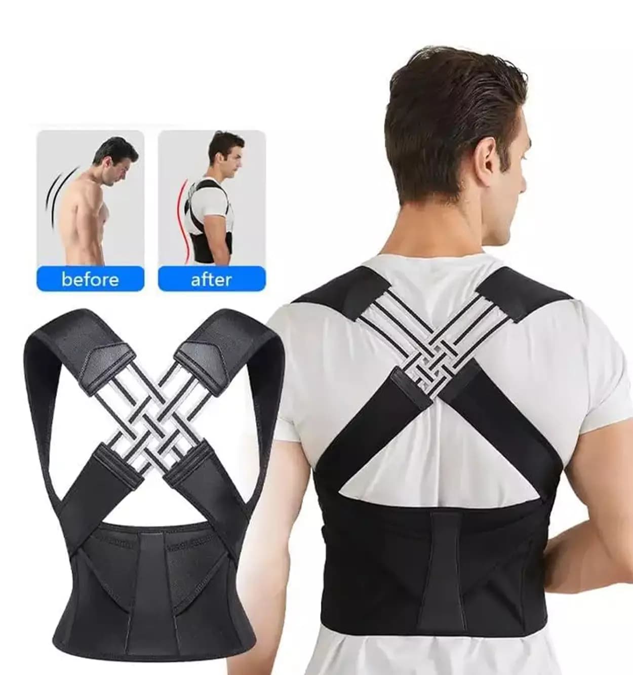 کمربند طبی اصلاح قوز کتف و کمر ضربدری مدل 46730 | Shoulder and Back Posture Corrector Belt