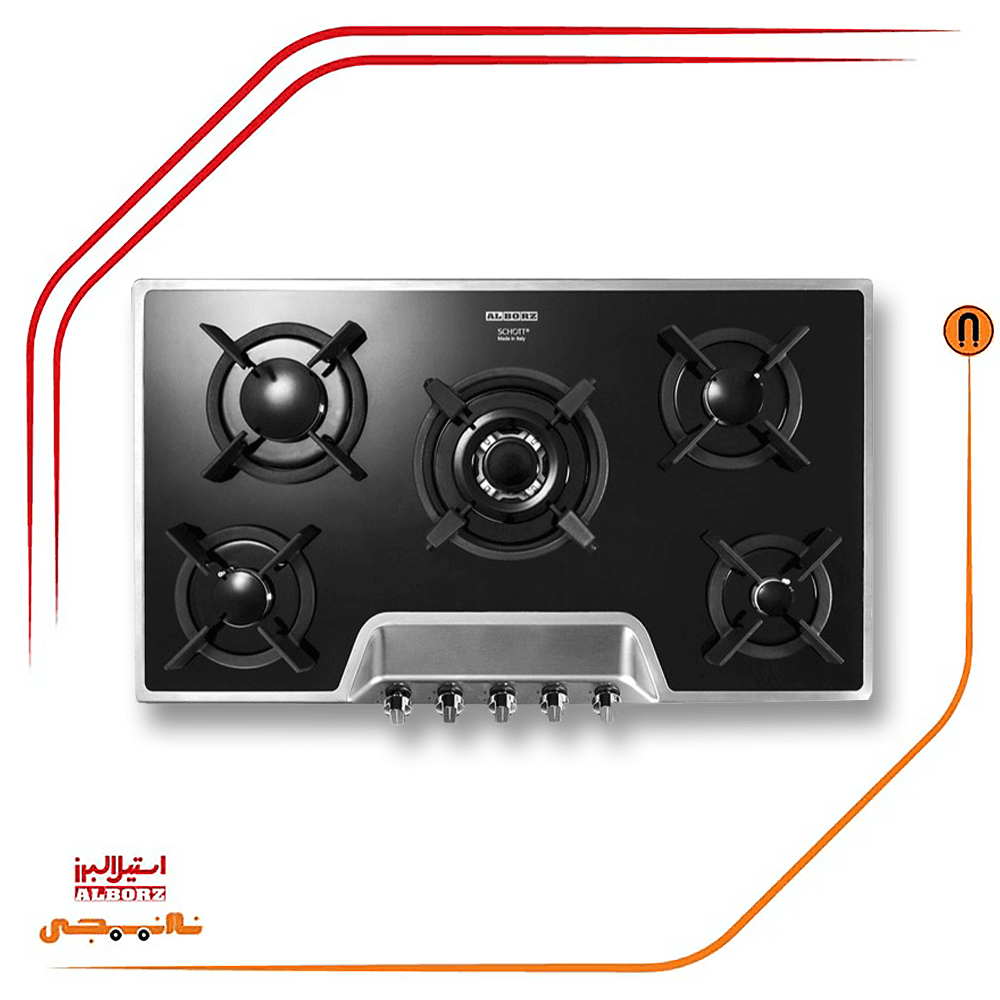 اجاق گاز پنج شعله‌ مدل G5901S استیل البرز — تصویر ۱۱
