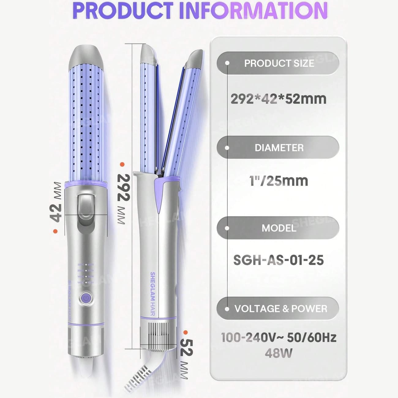 حالت دهنده مو شیگلم SHEGLAM اصل مدل Cool Lock Airflow سه کاره سایز 25mm — تصویر ۴