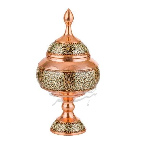 شکلات خوری متوسط مس و خاتم طرحدار — تصویر ۳