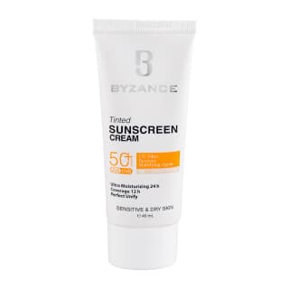 کرم ضد آفتاب رنگی بیزانس با SPF50 مناسب پوست خشک حجم 40 میل