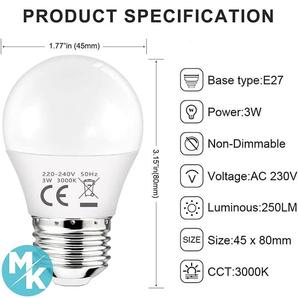 پک لامپ LED برند UYHGO مدل E27 3W — تصویر ۸