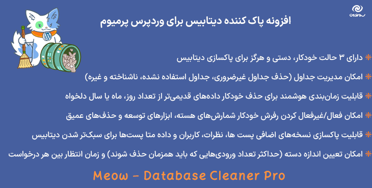 افزونه پاک کننده دیتابیس برای وردپرس پرمیوم | Meow – Database Cleaner Pro