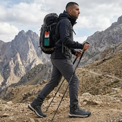 کفش کوهنوردی و طبیعت گردی ساقدار ضد آب هامتو 260647 | طوسی/کرم — تصویر ۸