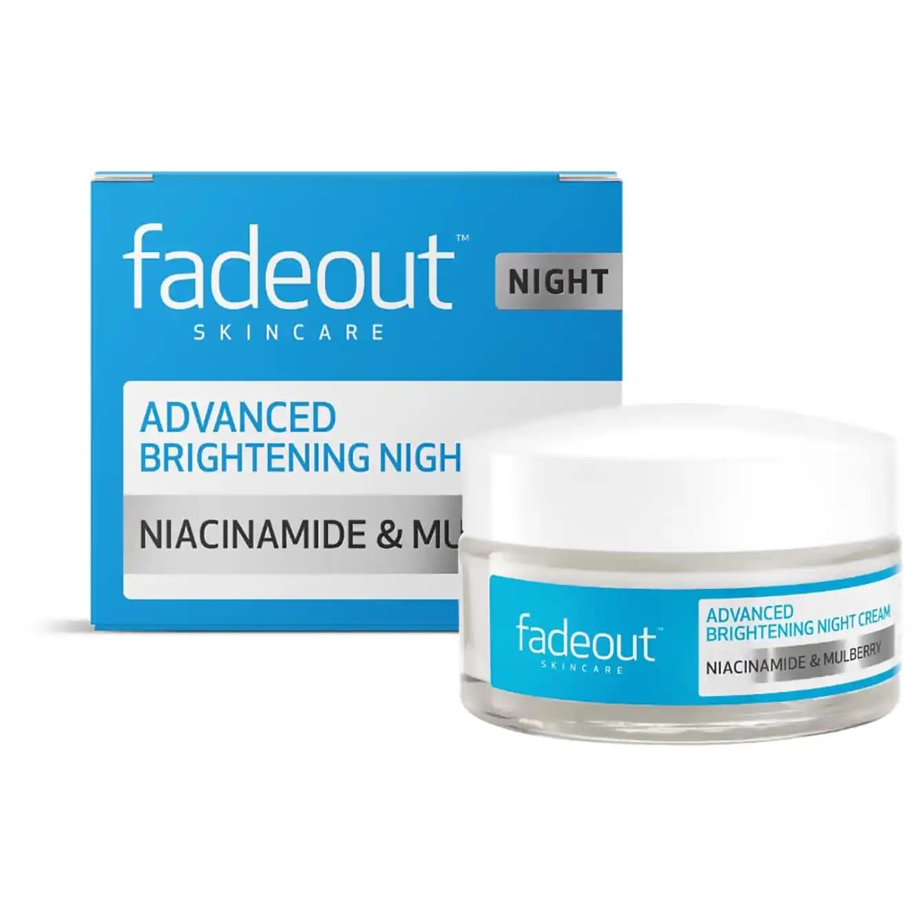 کرم شب روشن کننده قوی فیداوت حاوی نیاسینامید و عصاره توت (یا مولبری) 75 میل FadeOut Advanced Whitening Night Cream Niacinamide & Mulberry