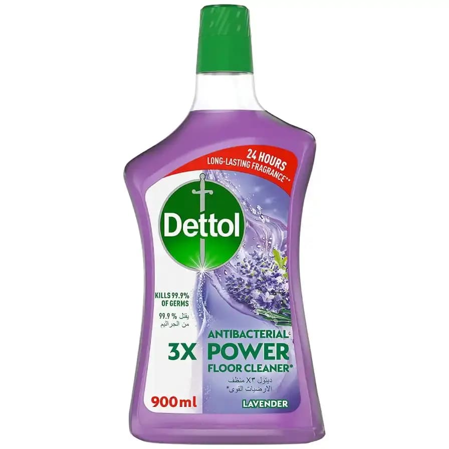 پاک کننده کف و سطوح آنتی باکتریال دتول با رایحه اسطوخودوس 900میل Dettol Lavender Antibacterial Power Floor Cleaner — تصویر ۲