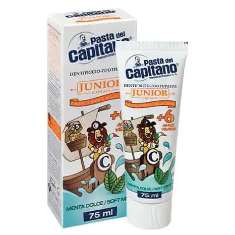 خمیردندان کودک (بالای شش سال) کاپیتانو جونیور 75 میل Pasta Del Capitano Junior Soft Mint toothpaste — تصویر ۲