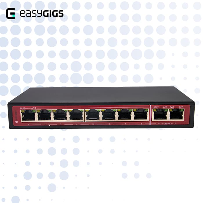 سوییچ 8 پورت PoE ایزی‌گیگز مدل SWU-1401-10GP