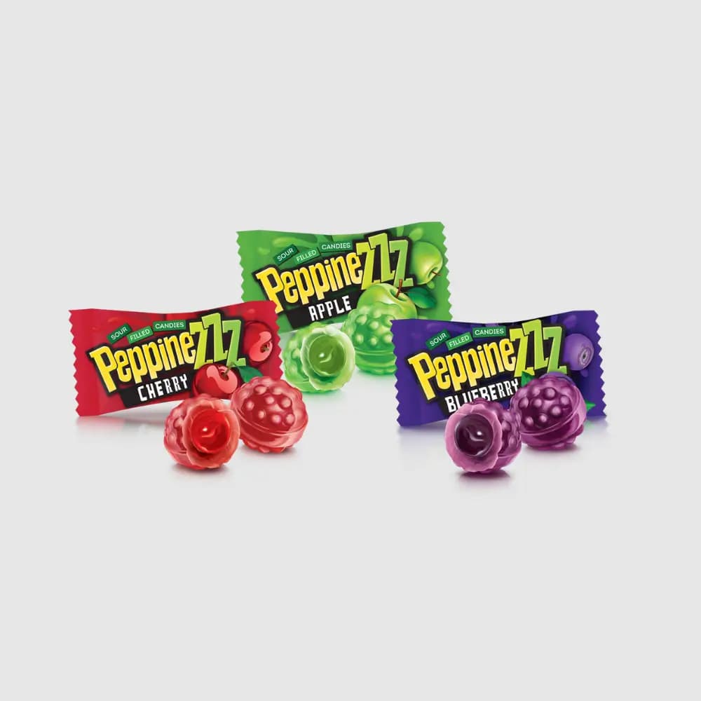 آبنبات ترش مغزدار میوه ای روشن پپینز 900 گرمی Roshen Peppinez Sour Filled Candies — تصویر ۵