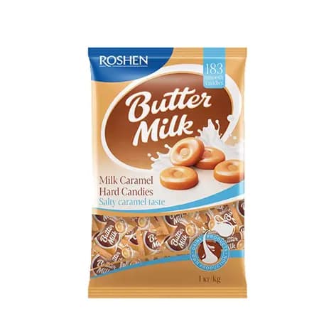 آبنبات شیری کره ای روشن با طعم کارامل یک کیلویی Roshen Butter Milk Hard Candies — تصویر ۹