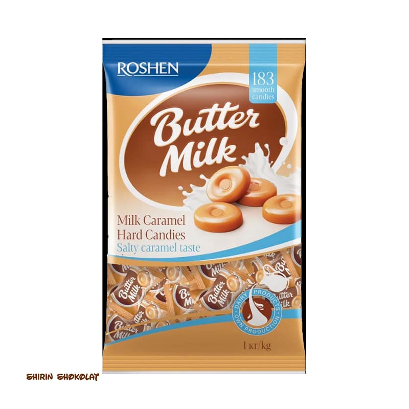 آبنبات شیری کره ای روشن با طعم کارامل یک کیلویی Roshen Butter Milk Hard Candies — تصویر ۵