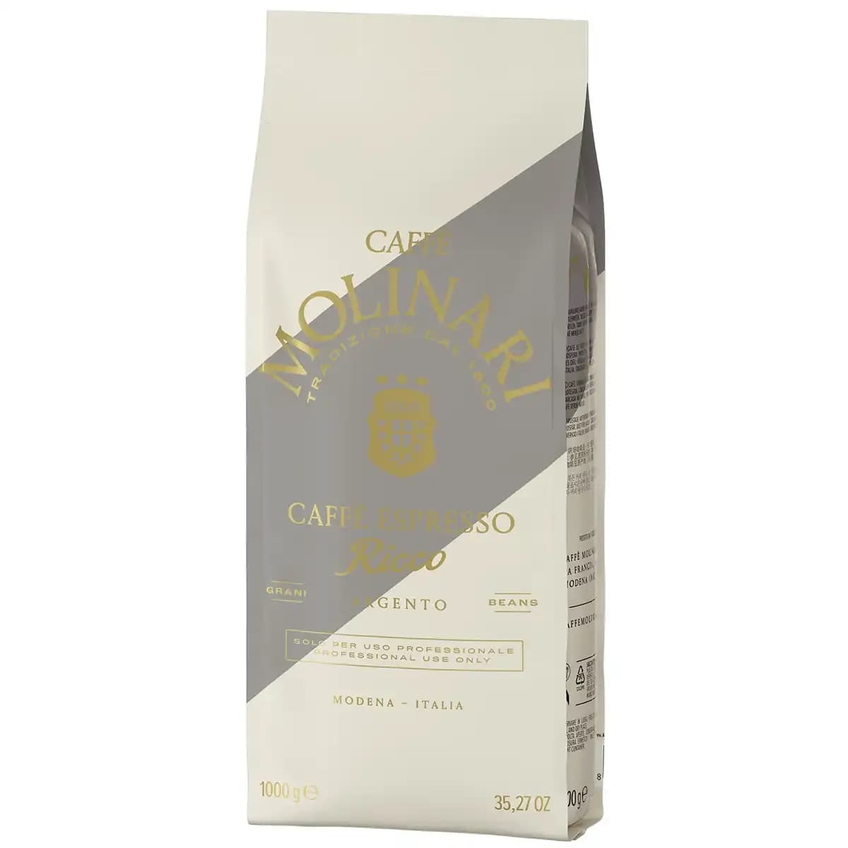 دانه قهوه مولیناری کافه اسپرسو ریکو آرجنتو 1 کیلویی Molinari Cafe Espresso Ricco Argento