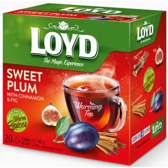 دمنوش گیاهی لوید با طعم آلو سیاه، دارچین و انجیر 20 عددی LOYD Sweet Plum with Cinnamon and Fig