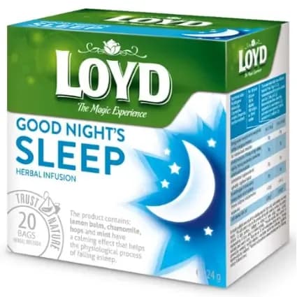 دمنوش کیسه ای گیاهی لوید گود نایت اسلیپ آرامبخش 20 عددی LOYD Good Night’s Sleep