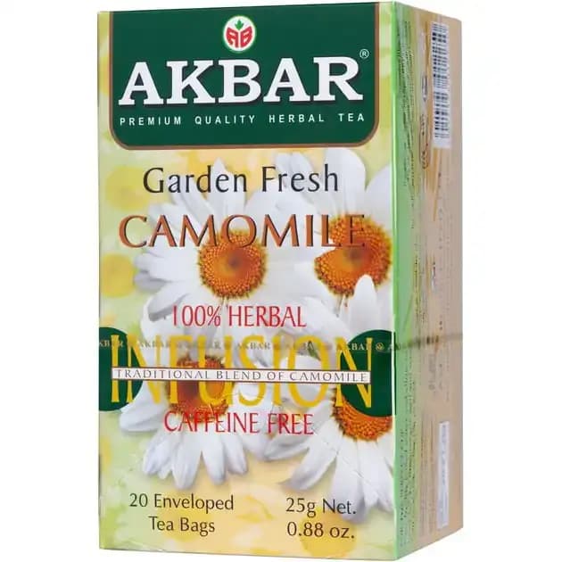 دمنوش کیسه ای اکبر حاوی بابونه و گل های صحرایی 25 عددی Akbar Garden Fresh Chamomile