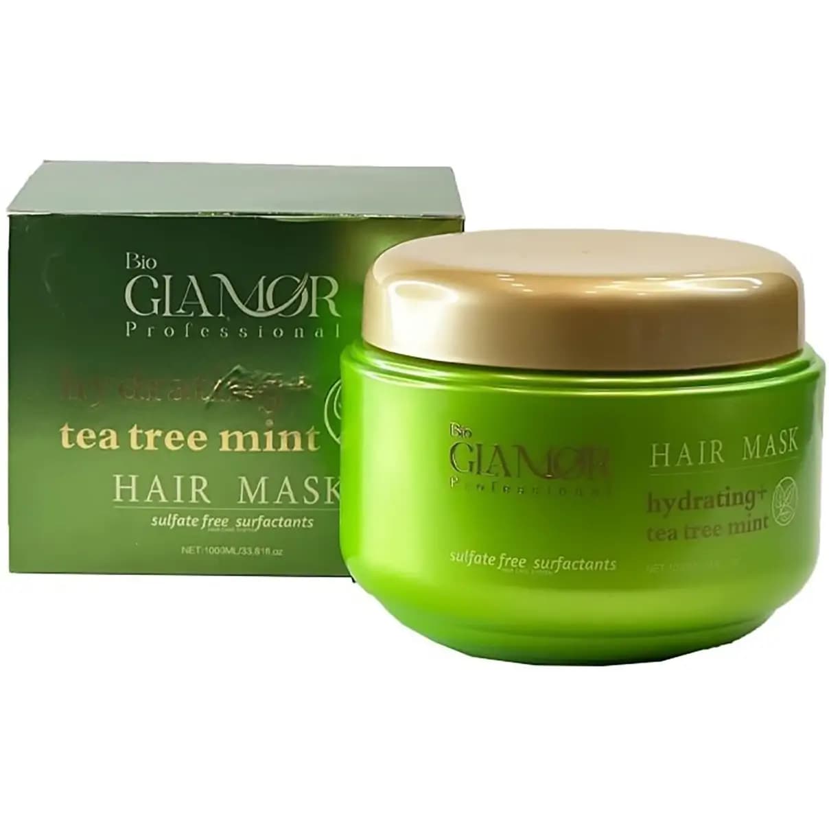 ماسک مو هیدراته بیو گلامور با عصاره چای سبز و نعناع 1000میل Bio Glamor Hydrating + Tea Tree Mint Hair Musk — تصویر ۲