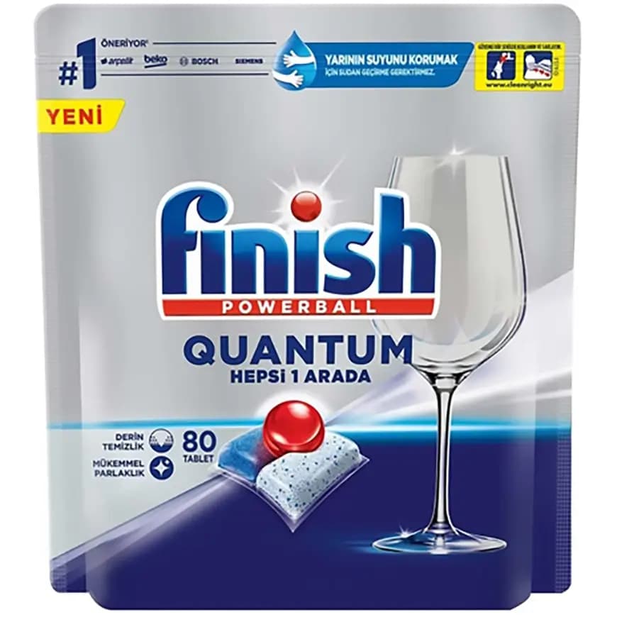 قرص ماشین ظرفشویی فینیش کوانتوم 80عددی ترکیه ای Finish Powerball Quantum Dishwasher Tablet — تصویر ۲