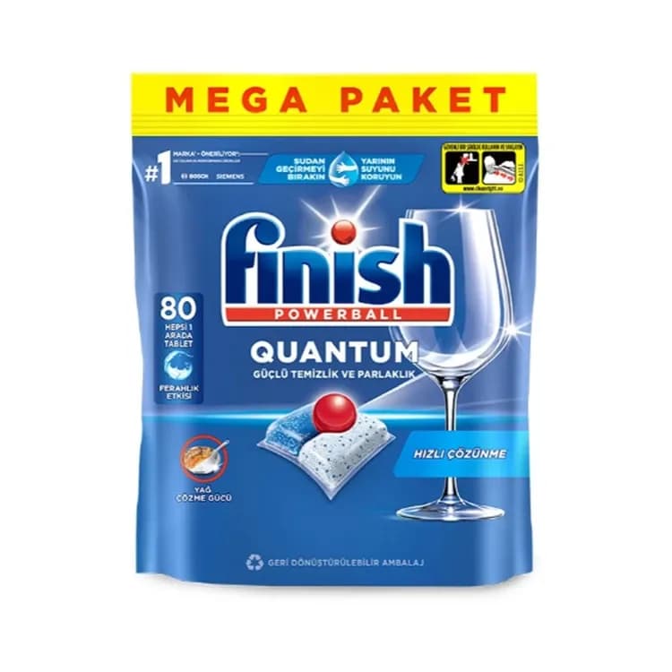قرص ماشین ظرفشویی فینیش کوانتوم 80عددی ترکیه ای Finish Powerball Quantum Dishwasher Tablet — تصویر ۷