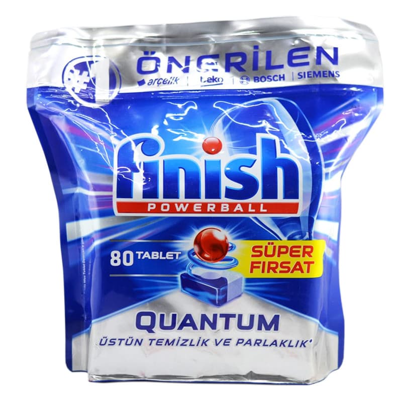 قرص ماشین ظرفشویی فینیش کوانتوم 80عددی ترکیه ای Finish Powerball Quantum Dishwasher Tablet — تصویر ۵