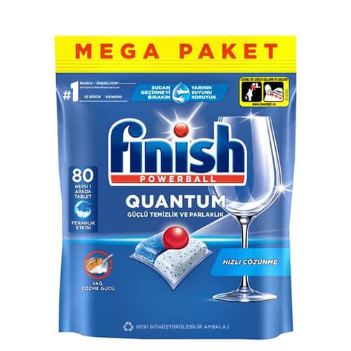 قرص ماشین ظرفشویی فینیش کوانتوم 80عددی ترکیه ای Finish Powerball Quantum Dishwasher Tablet — تصویر ۸