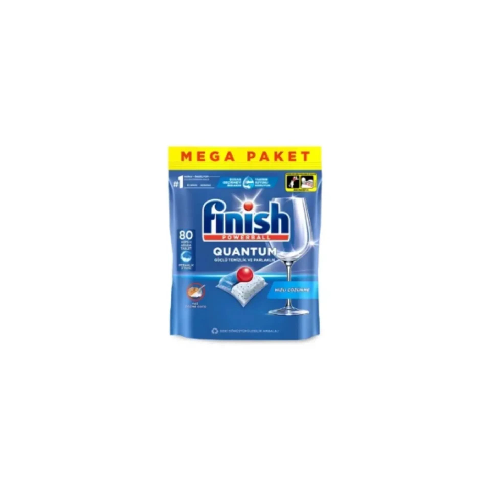 قرص ماشین ظرفشویی فینیش کوانتوم 80عددی ترکیه ای Finish Powerball Quantum Dishwasher Tablet — تصویر ۳
