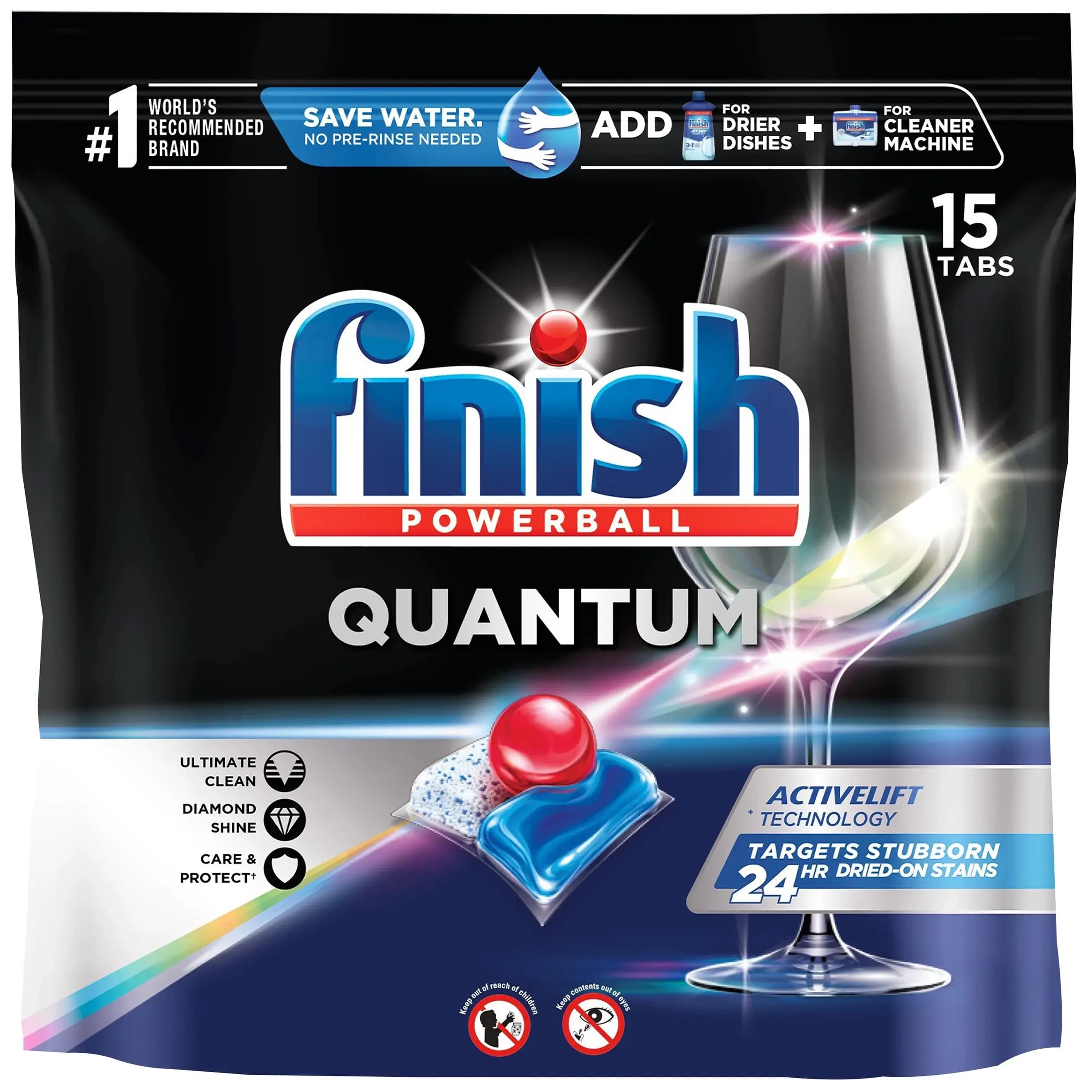 قرص ماشین ظرفشویی کوانتوم فینیش 15عددی ترکیه ای Finish Powerball Quantum Dishwasher Tablet — تصویر ۳