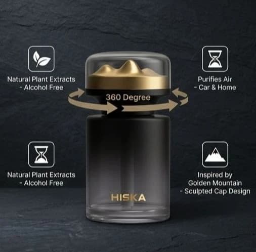 خوشبوکننده شارژی هیسکا مدل HR-27 با طراحی شیشه‌ای و چرخش ۳۶۰ درجه