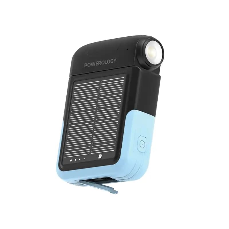 پاوربانک خورشیدی 10000 و چراغ قوه پاورولوژی Powerology Sante Solar Power Bank PPBDS05BK
