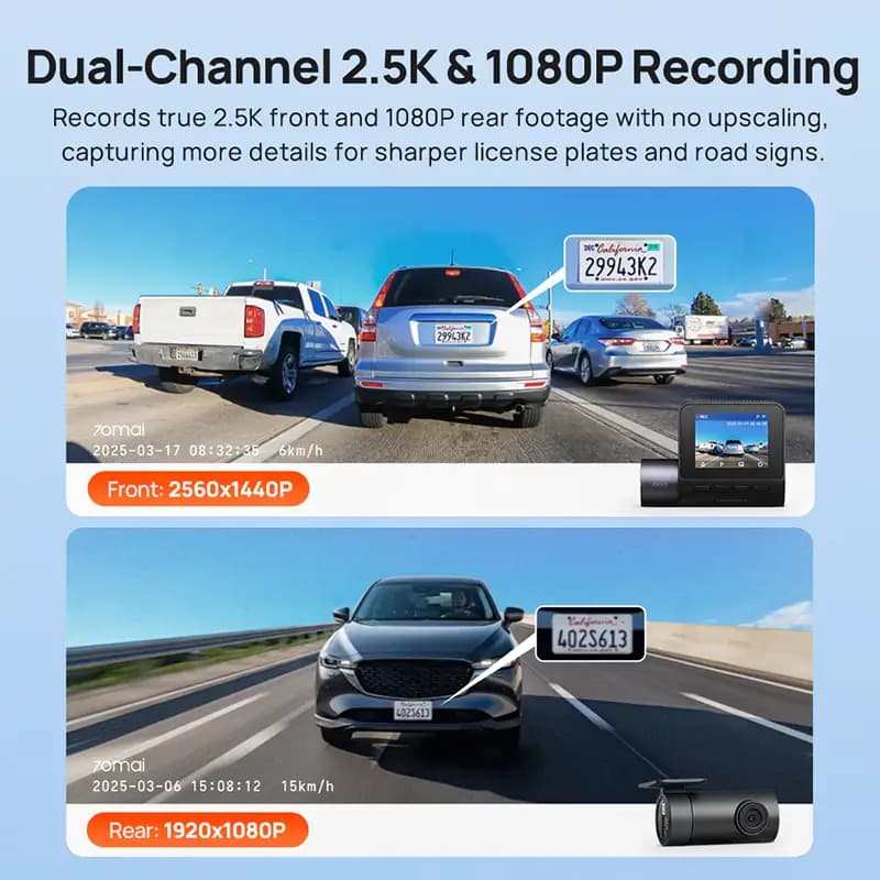 دوربین خودرو شیائومی 70mai A410 set Dash Cam همراه دوربین عقب — تصویر ۸