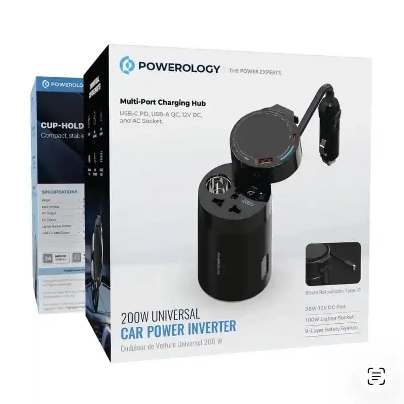 اینورتر خودرو 200 وات پاورولوژی powerology 200w universal car power inverter — تصویر ۹