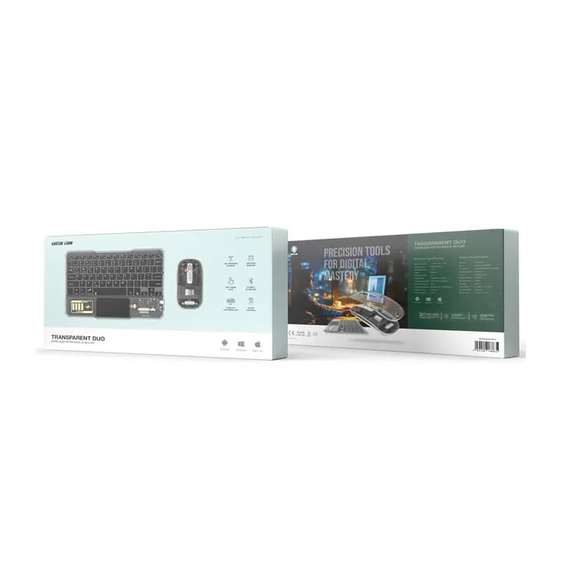 ست موس و کیبورد بی‌سیم گرین لاین مدل Green Lion Transparent Duo Wireless Keyboard & Mouse — تصویر ۴