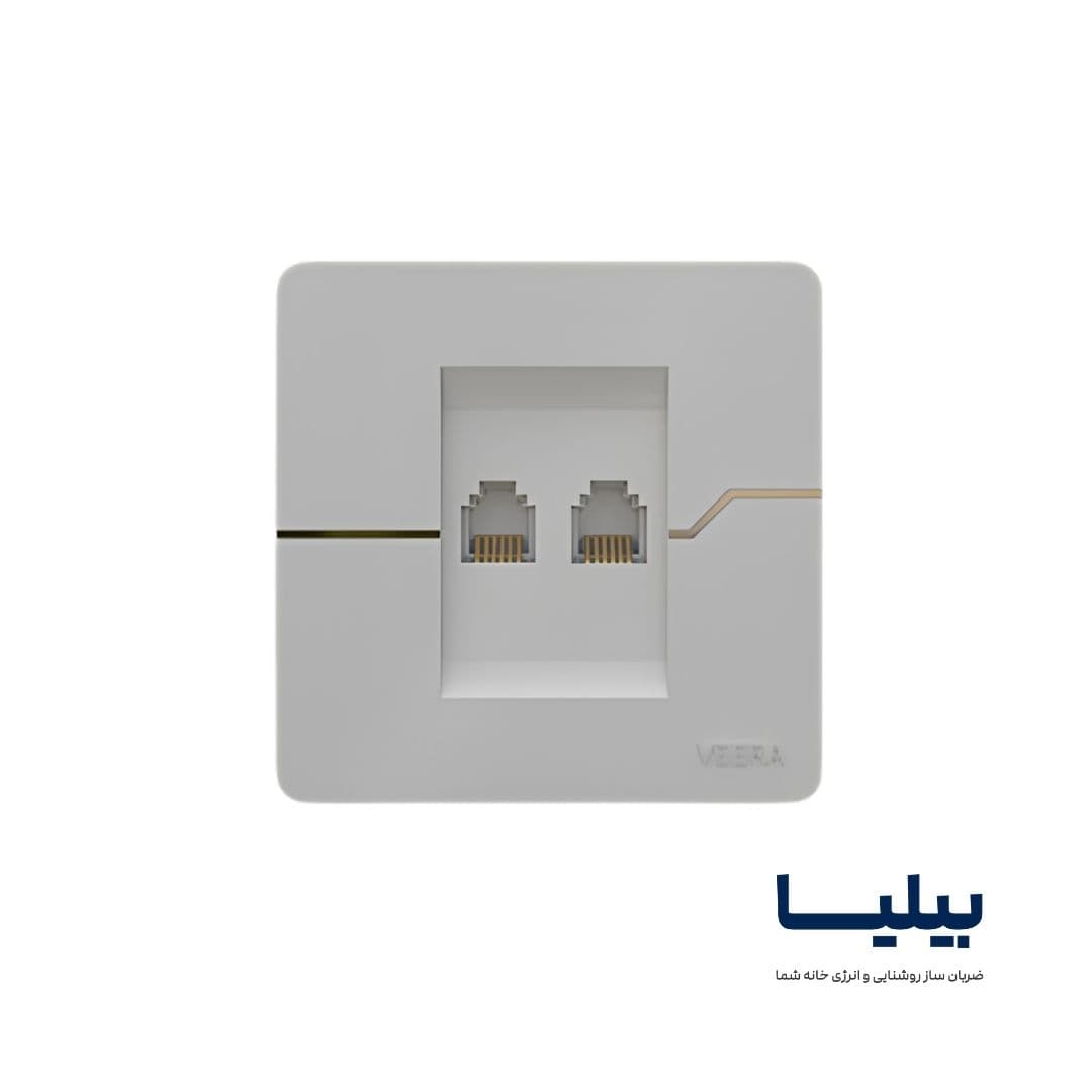 پریز شبکه دو سوکت ویرا مدل T2 سفید