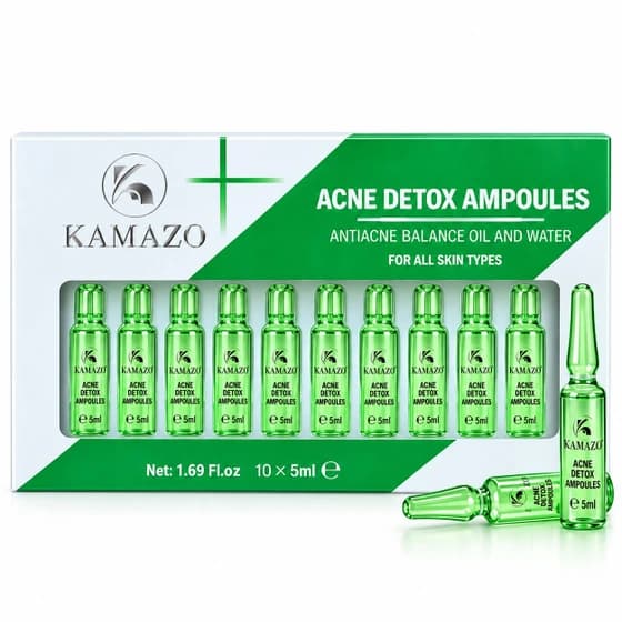 پک ۱۰ عددی ویال ضد جوش آکنه دیتاکس کامازو KAMAZO مدل Detox Acne حجم هر ویال ۵ میل — تصویر ۴