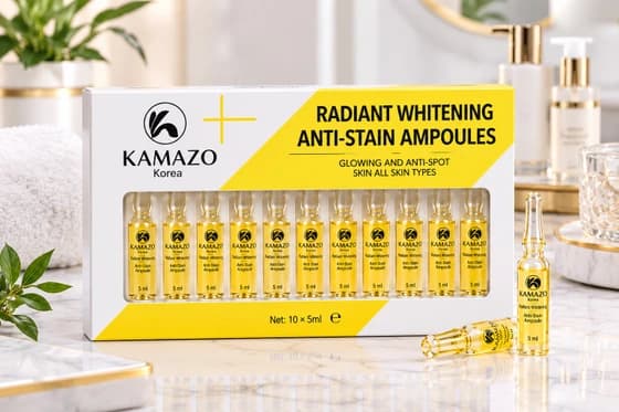 پک 10 عددی ویال روشن‌ کننده و ضد لک کامازو KAMAZO مدل Radiant Whitening حجم هر ویال 5 میل — تصویر ۵