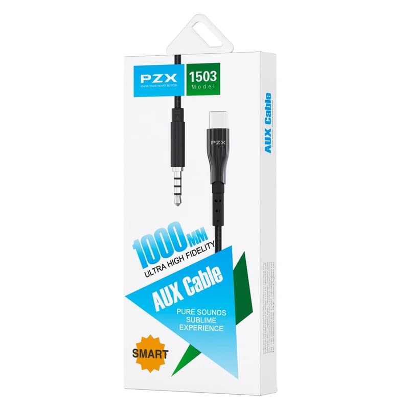 AUX کابل تبدیل usb-C به جک 3.5 میلی‌متری برند PZX مدل 1503 طول 1 متر