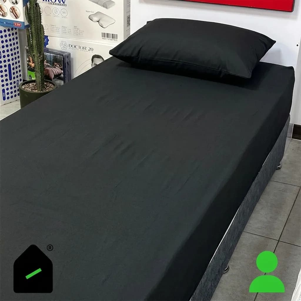 ملحفه نیم ست یک نفره رنگ مشکی (ملحفه کش دار+ 1 روبالشتی) Elay home — تصویر ۲